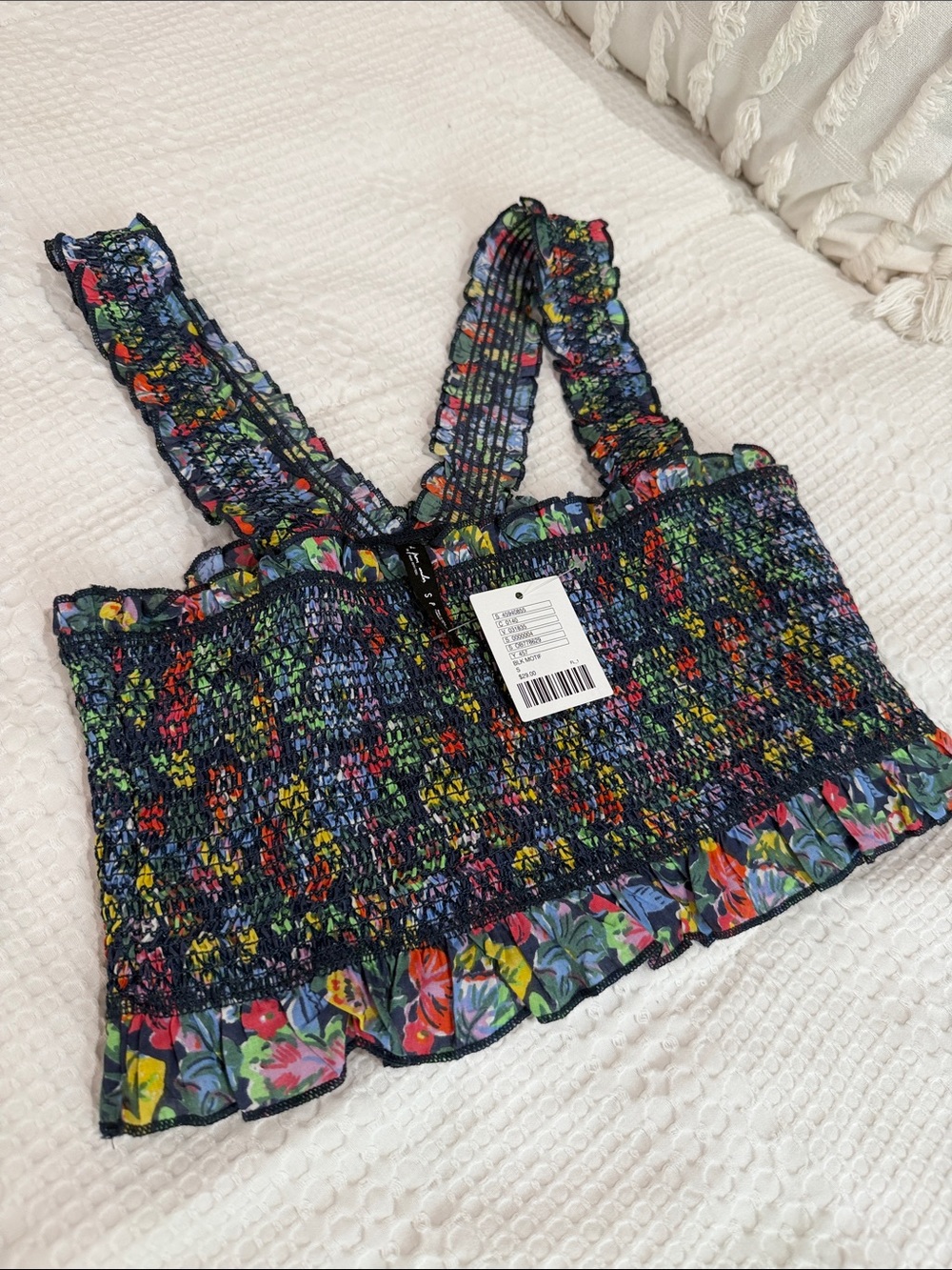 Urban Outfitters Multicolor Smocked Floral Crop Top